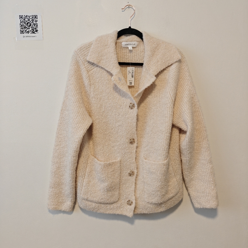 Addition Elle Cream knit Sweater Button Front Size 1x